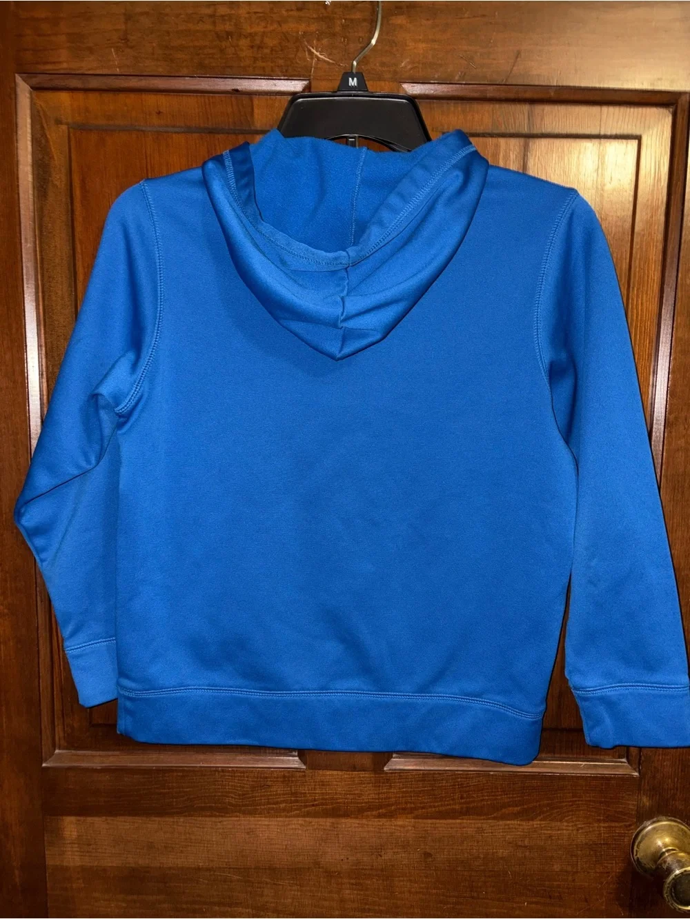 Kids Nike Therma Fit Blue Hoodie with Gray Panels and White Swoosh